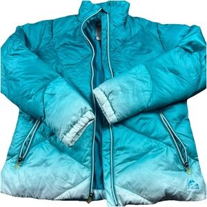 nike acg 550 down jacket Ombré green women's SMALL full‎ zip puffer Quilted